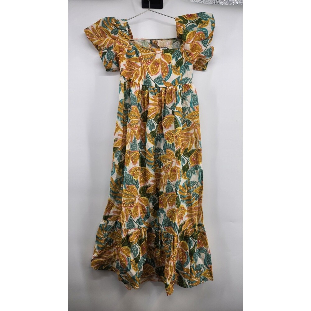 Mango MNG Girls Size 9‎ Yellow Floral Tropical Print Dress NWT